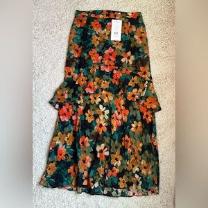 Tyler Böe Multicolored Floral Midi Skirt Size 6 NWT
